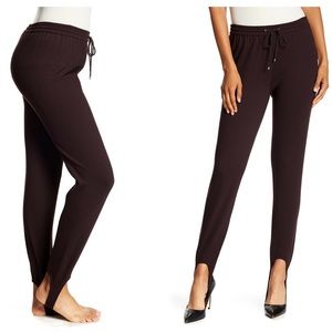 Theory Ponte Knit Stirrup Leggings Pants Size P Garnet Purple Brown Extra Small